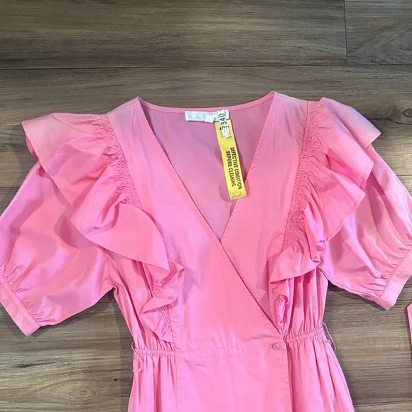 Zara Pink Ruffle Sleeve Dress - Picture 2 of 7